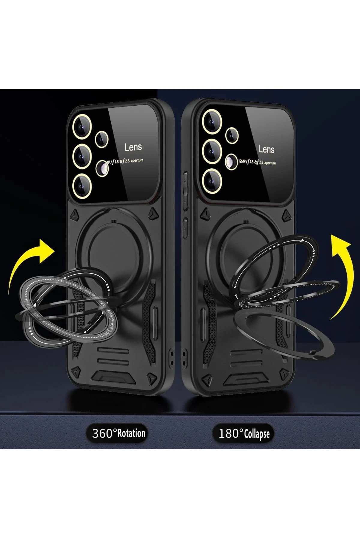 Samsung Galaxy S25 Ultra Kılıf Joy Lens Standlı Kapak - Koyu Yeşil-(5796) - Görsel 2