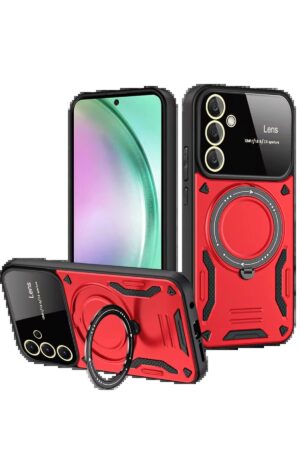 Samsung Galaxy S24 FE Kılıf Joy Lens Standlı Kapak - Kırmızı-(5796)