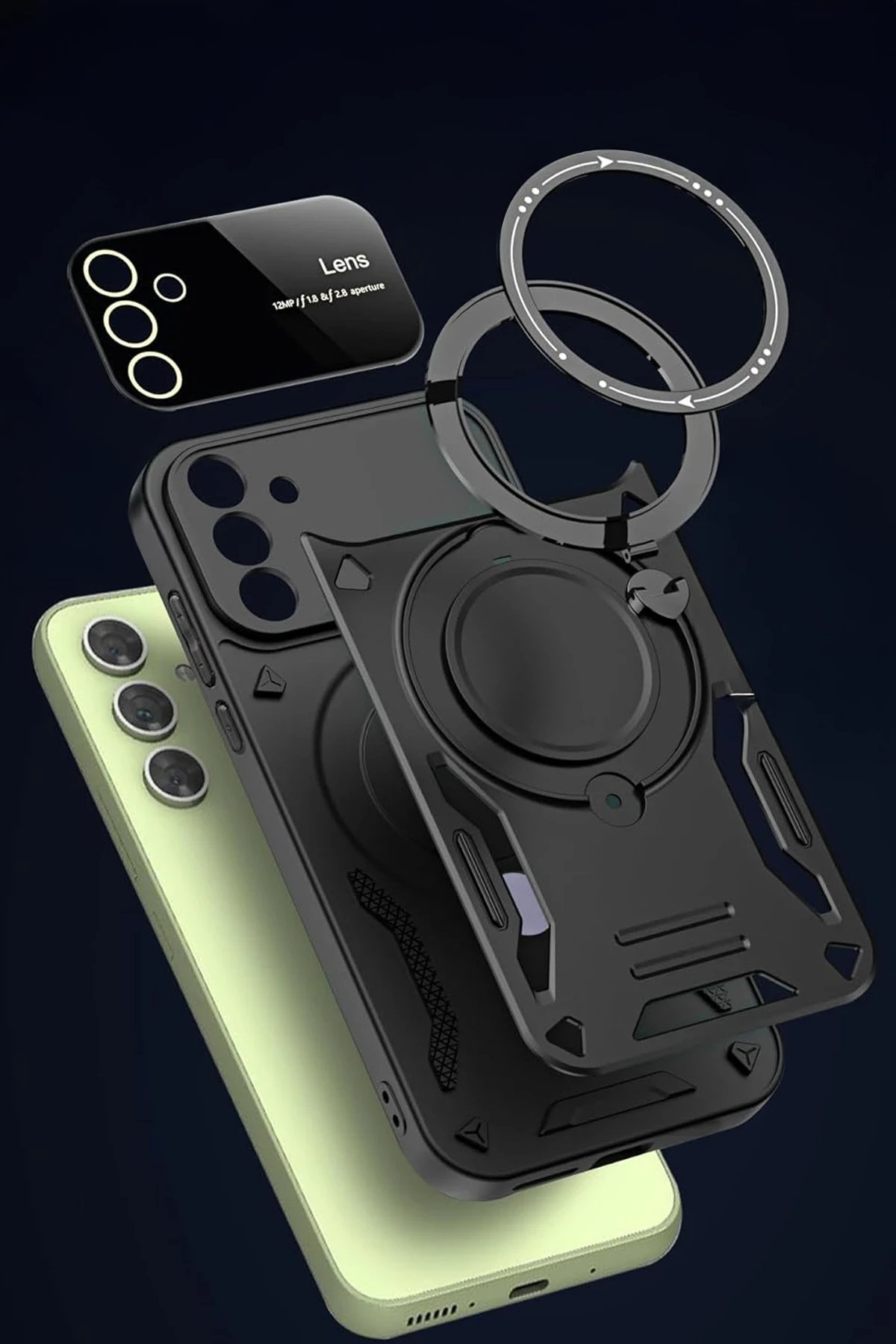 Samsung Galaxy S24 FE Kılıf Joy Lens Standlı Kapak - Kırmızı-(5796) - Görsel 3