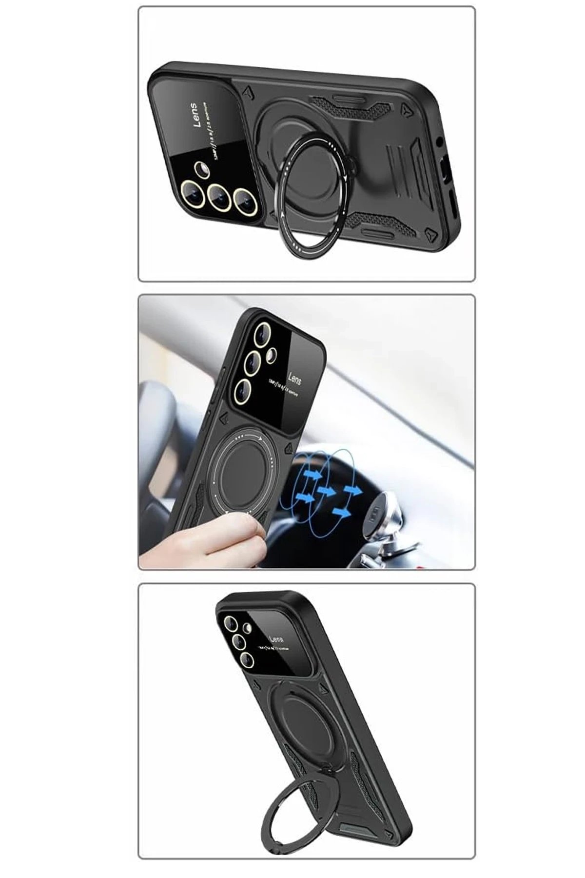 Samsung Galaxy S24 FE Kılıf Joy Lens Standlı Kapak - Kırmızı-(5796) - Görsel 4