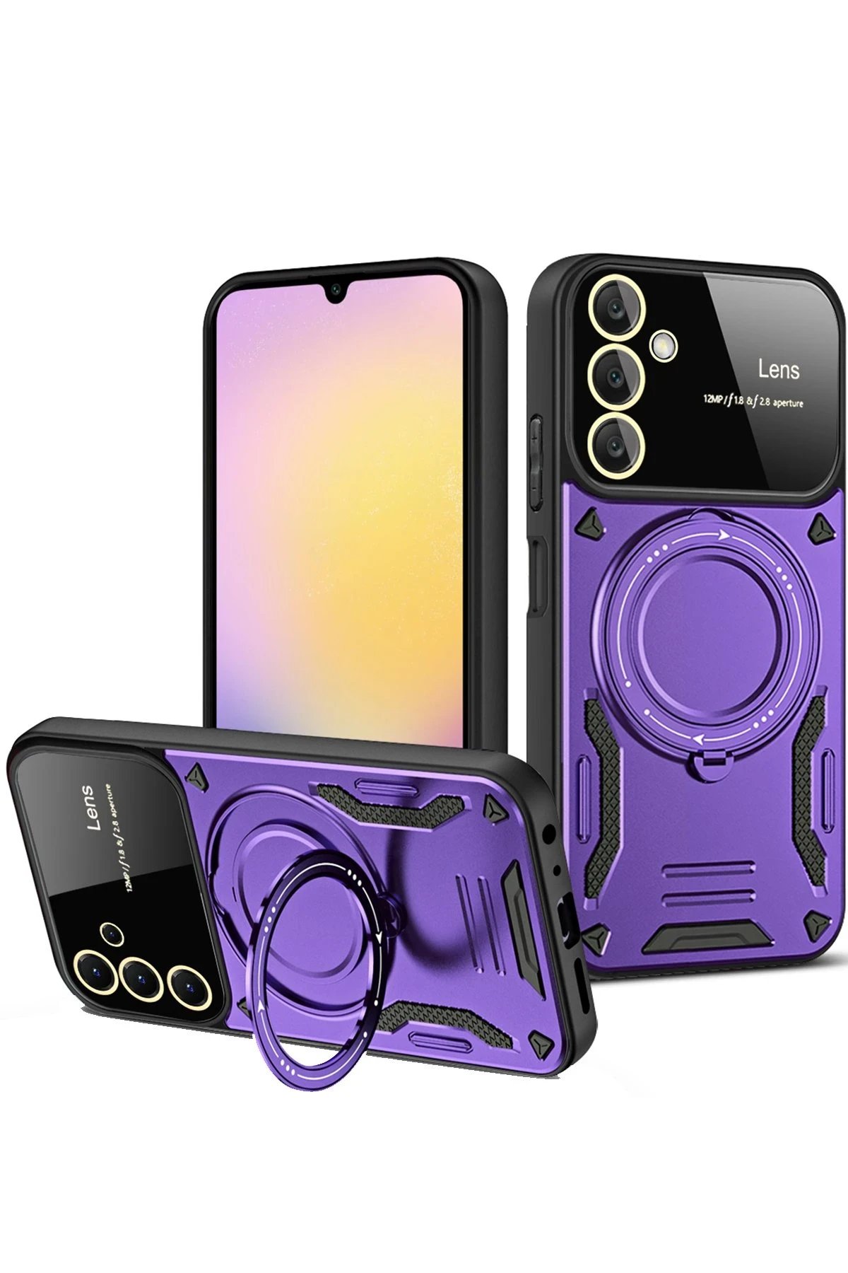 Samsung Galaxy A26 Kılıf Joy Lens Standlı Kapak - Mor-(5796)