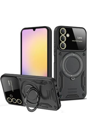 Samsung Galaxy A36 Kılıf Joy Lens Standlı Kapak - Siyah-(5796)