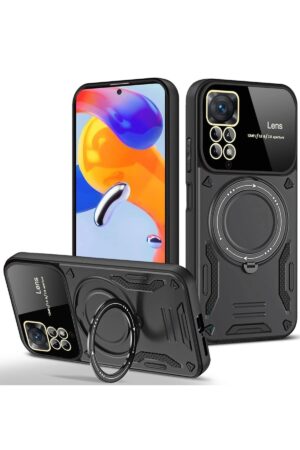 Xiaomi Redmi Note 11 Pro Kılıf Joy Lens Standlı Kapak - Siyah-(5796)