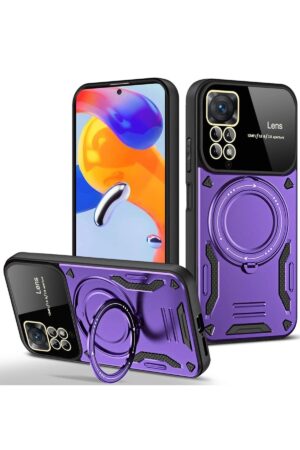 Xiaomi Redmi Note 11 Pro Kılıf Joy Lens Standlı Kapak - Mor-(5796)