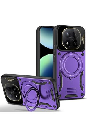 Xiaomi Redmi Note 14 Pro 5G Kılıf Joy Lens Standlı Kapak - Mor-(5796)