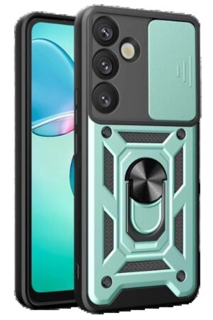 Samsung Galaxy S25 Plus Kılıf Pars Lens Yüzüklü Silikon - Yeşil-(5796)