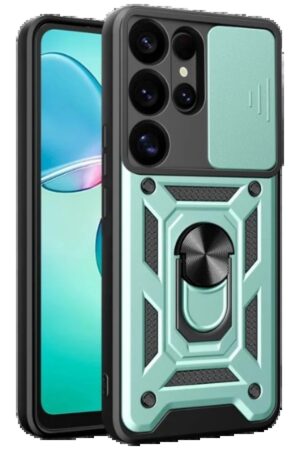 Samsung Galaxy S25 Ultra Kılıf Pars Lens Yüzüklü Silikon - Yeşil-(5796)