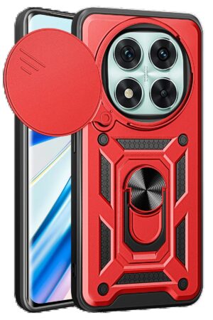 Xiaomi Redmi Note 14 Pro 5G Kılıf Pars Lens Yüzüklü Silikon - Kırmızı-(5796)