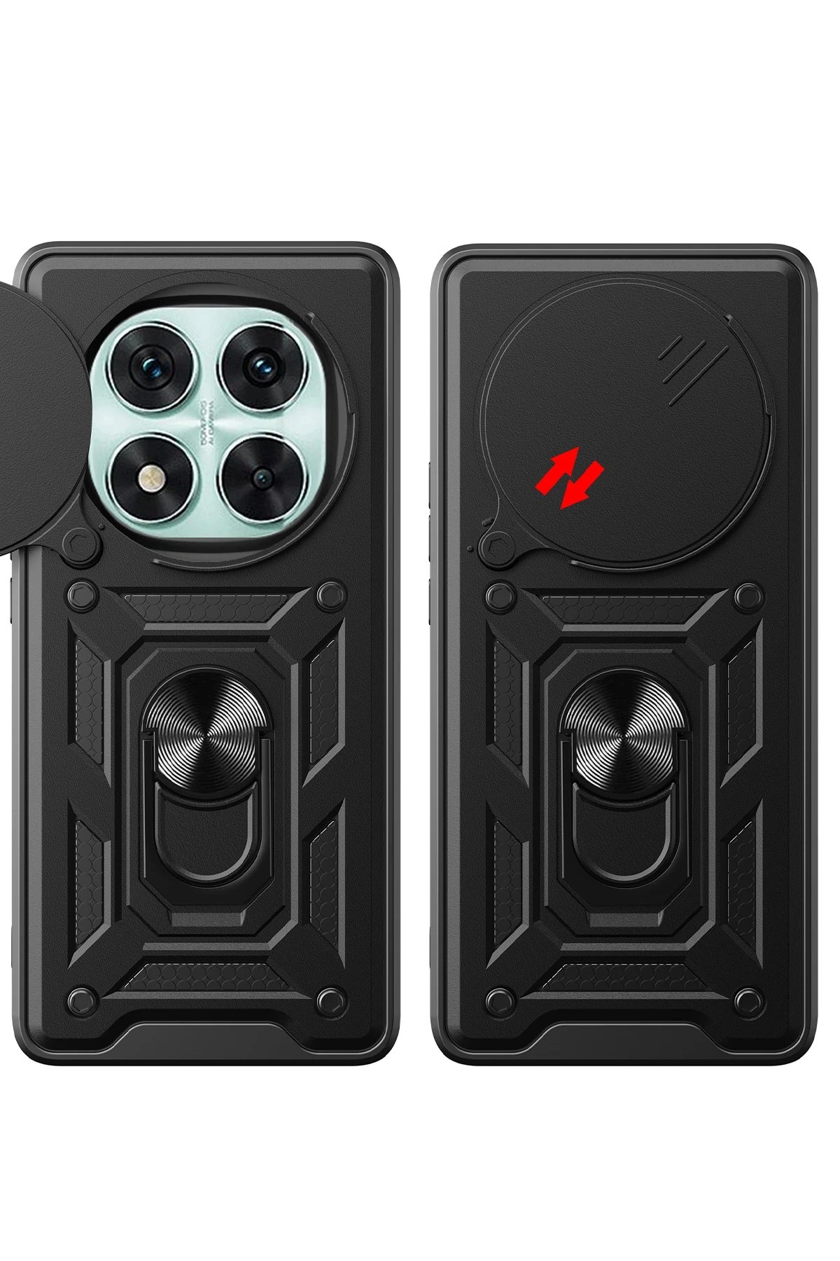 Xiaomi Redmi Note 14 Pro 5G Kılıf Pars Lens Yüzüklü Silikon - Kırmızı-(5796) - Görsel 4