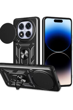 Xiaomi Redmi Note 14 Pro Plus Kılıf Pars Lens Yüzüklü Silikon - Siyah-(5796)