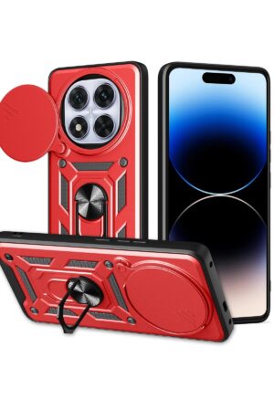 Xiaomi Redmi Note 14 Pro Plus Kılıf Pars Lens Yüzüklü Silikon - Kırmızı-(5796)