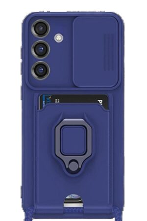 Samsung Galaxy S25 Plus Kılıf Zuma Kartvizitli Yüzüklü Silikon - Lacivert-(5796)