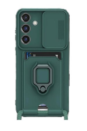 Samsung Galaxy S25 Plus Kılıf Zuma Kartvizitli Yüzüklü Silikon - Yeşil-(5796)