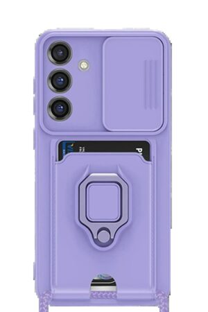 Samsung Galaxy S25 Plus Kılıf Zuma Kartvizitli Yüzüklü Silikon - Lila-(5796)
