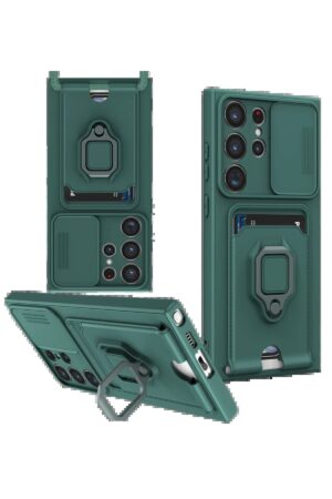 Samsung Galaxy S25 Ultra Kılıf Zuma Kartvizitli Yüzüklü Silikon - Yeşil-(5796)
