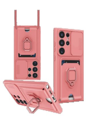 Samsung Galaxy S25 Ultra Kılıf Zuma Kartvizitli Yüzüklü Silikon - Pembe-(5796)