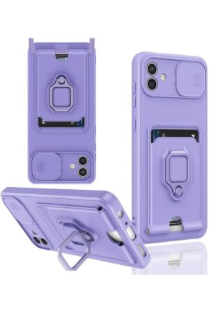 Samsung Galaxy A06 Kılıf Zuma Kartvizitli Yüzüklü Silikon - Lila-(5796)