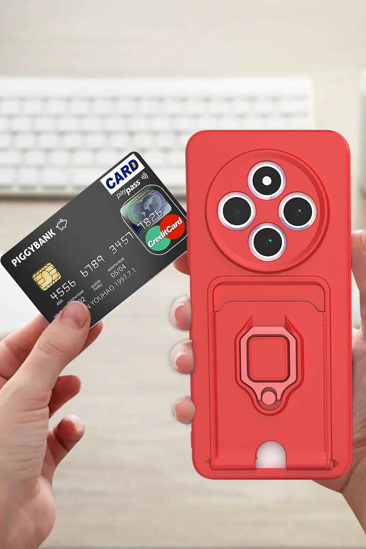 Xiaomi Redmi 14C Kılıf Zuma Kartvizitli Yüzüklü Silikon - Lacivert-(5796) - Görsel 2