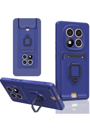 Xiaomi Redmi Note 14 Pro 4G Kılıf Zuma Kartvizitli Yüzüklü Silikon - Lacivert-(5796)