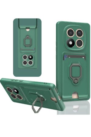 Xiaomi Redmi Note 14 Pro 4G Kılıf Zuma Kartvizitli Yüzüklü Silikon - Yeşil-(5796)