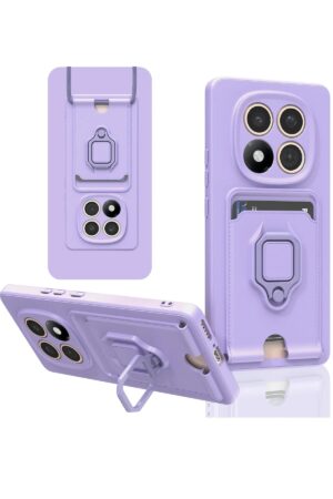 Xiaomi Redmi Note 14 Pro 4G Kılıf Zuma Kartvizitli Yüzüklü Silikon - Lila-(5796)