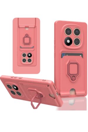 Xiaomi Redmi Note 14 Pro 5G Kılıf Zuma Kartvizitli Yüzüklü Silikon - Pembe-(5796)