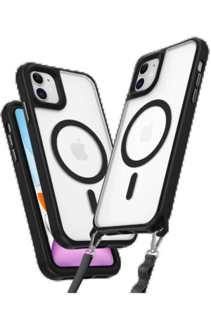 iPhone 12 Kılıf Enka Magsafe Silikon Kılıf - Siyah-(5796)