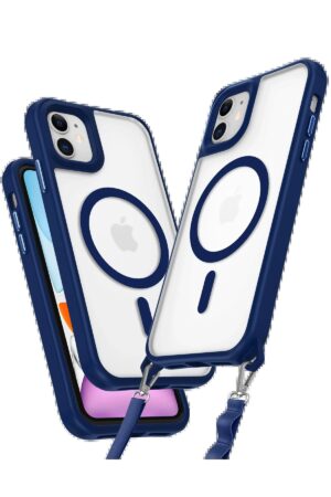 iPhone 12 Kılıf Enka Magsafe Silikon Kılıf - Lacivert-(5796)