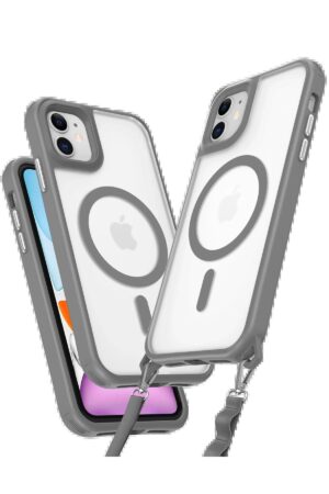 iPhone 12 Kılıf Enka Magsafe Silikon Kılıf - Titan Gri-(5796)