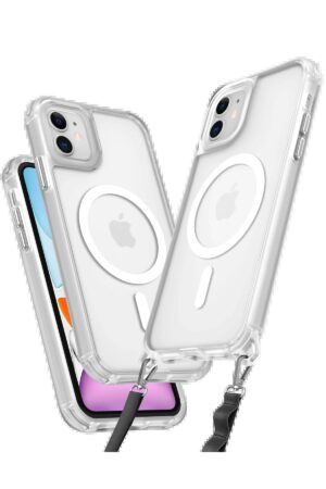 iPhone 12 Kılıf Enka Magsafe Silikon Kılıf - Şeffaf-(5796)