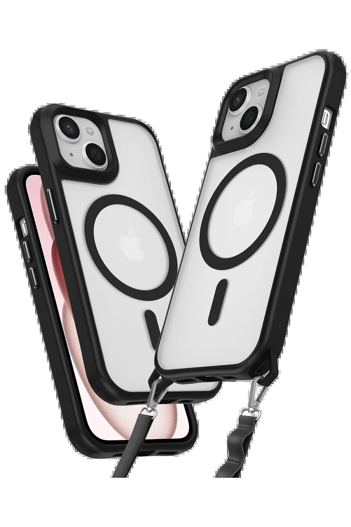 iPhone 15 Kılıf Enka Magsafe Silikon Kılıf - Siyah-(5796)