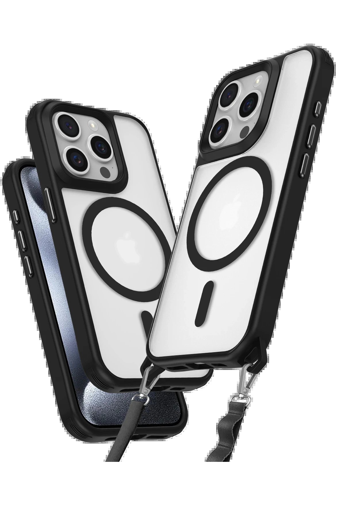 iPhone 15 Pro Max Kılıf Enka Magsafe Silikon Kılıf - Siyah-(5796)