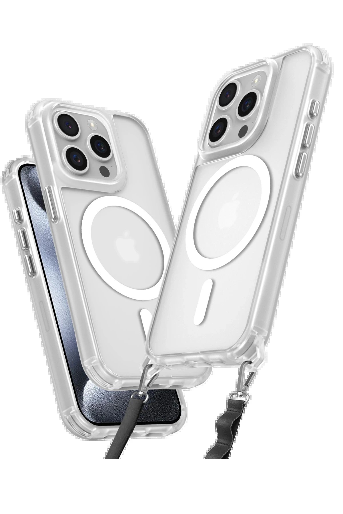 iPhone 15 Pro Max Kılıf Enka Magsafe Silikon Kılıf - Şeffaf-(5796)