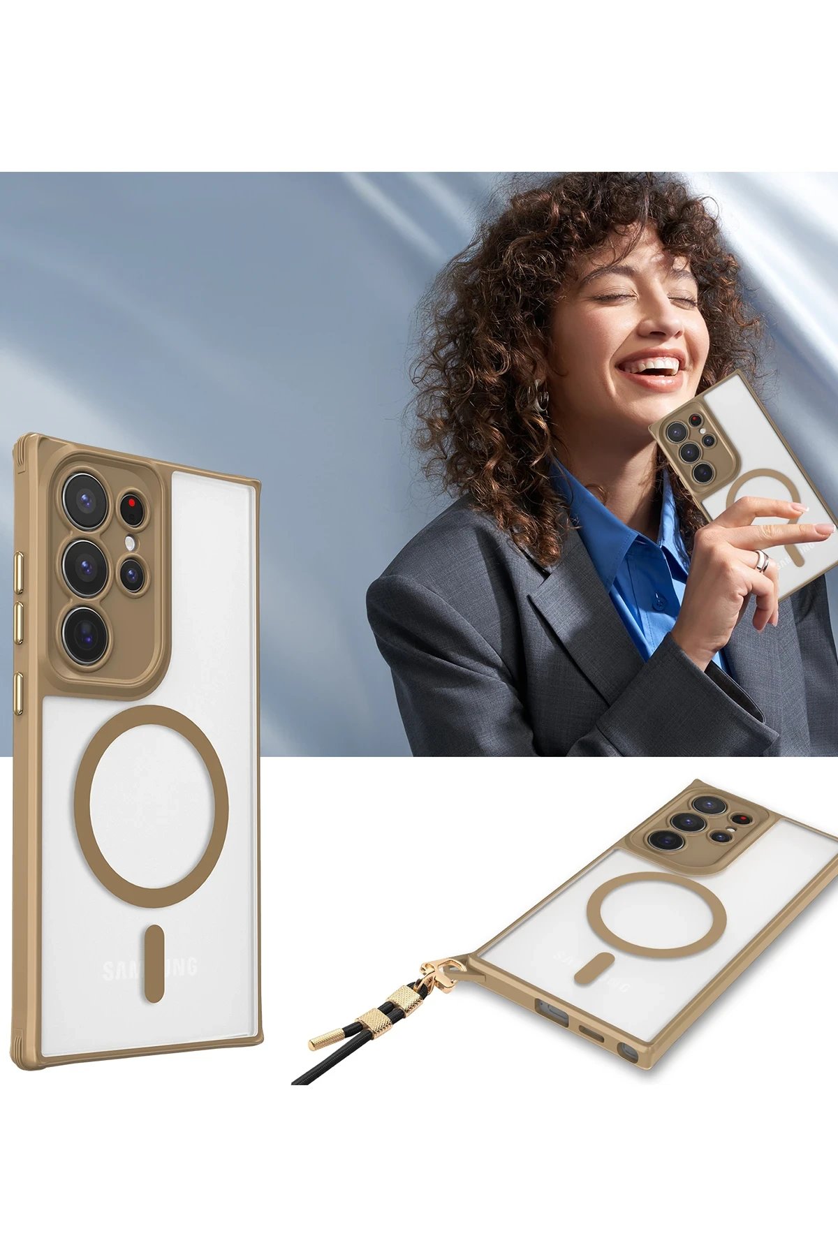 Samsung Galaxy S23 Ultra Kılıf Enka Magsafe Silikon Kılıf - Titan Gri-(5796) - Görsel 3