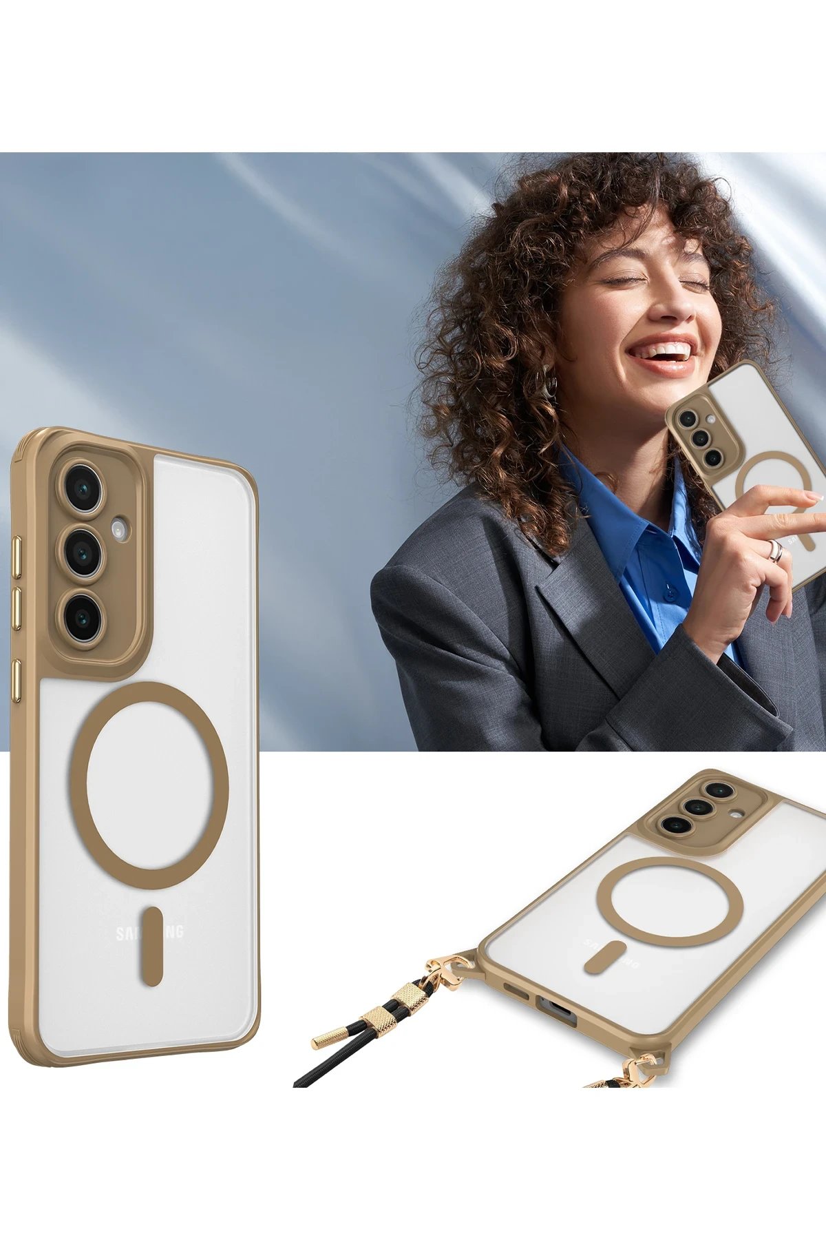 Samsung Galaxy S25 Kılıf Enka Magsafe Silikon Kılıf - Desert-(5796) - Görsel 3