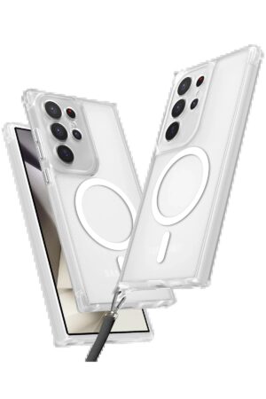Samsung Galaxy S24 Ultra Kılıf Enka Magsafe Silikon Kılıf - Şeffaf-(5796)