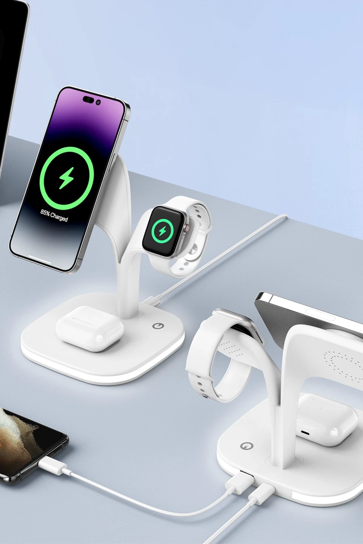 YM-UD22 Kablosuz Şarj Masaüstü Set - Pembe-(5796) - Görsel 5