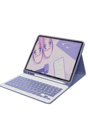 iPad 2022 10.9 (10.nesil) Kılıf KC01 Smart Klavyeli Tablet Kılıfı - Derin Mor-(5796)