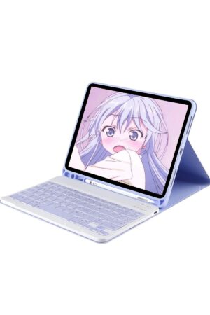 iPad Pro 12.9 (2024) Kılıf KC01 Smart Klavyeli Tablet Kılıfı - Lila-(5796)