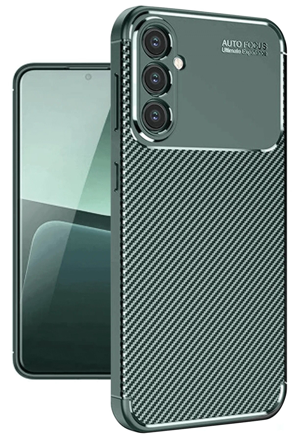 Samsung Galaxy A56 Kılıf Auto Focus Karbon Kapak - Koyu Yeşil-(5796) - Görsel 3
