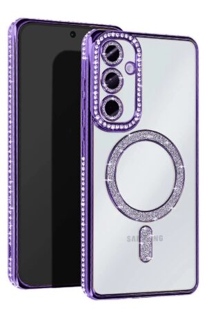 Samsung Galaxy S25 Plus Kılıf Joke Simli Magneticsafe Kılıf - Derin Mor-(5796)