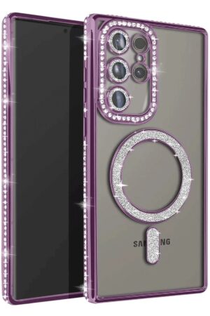 Samsung Galaxy S25 Ultra Kılıf Joke Simli Magneticsafe Kılıf - Derin Mor-(5796)