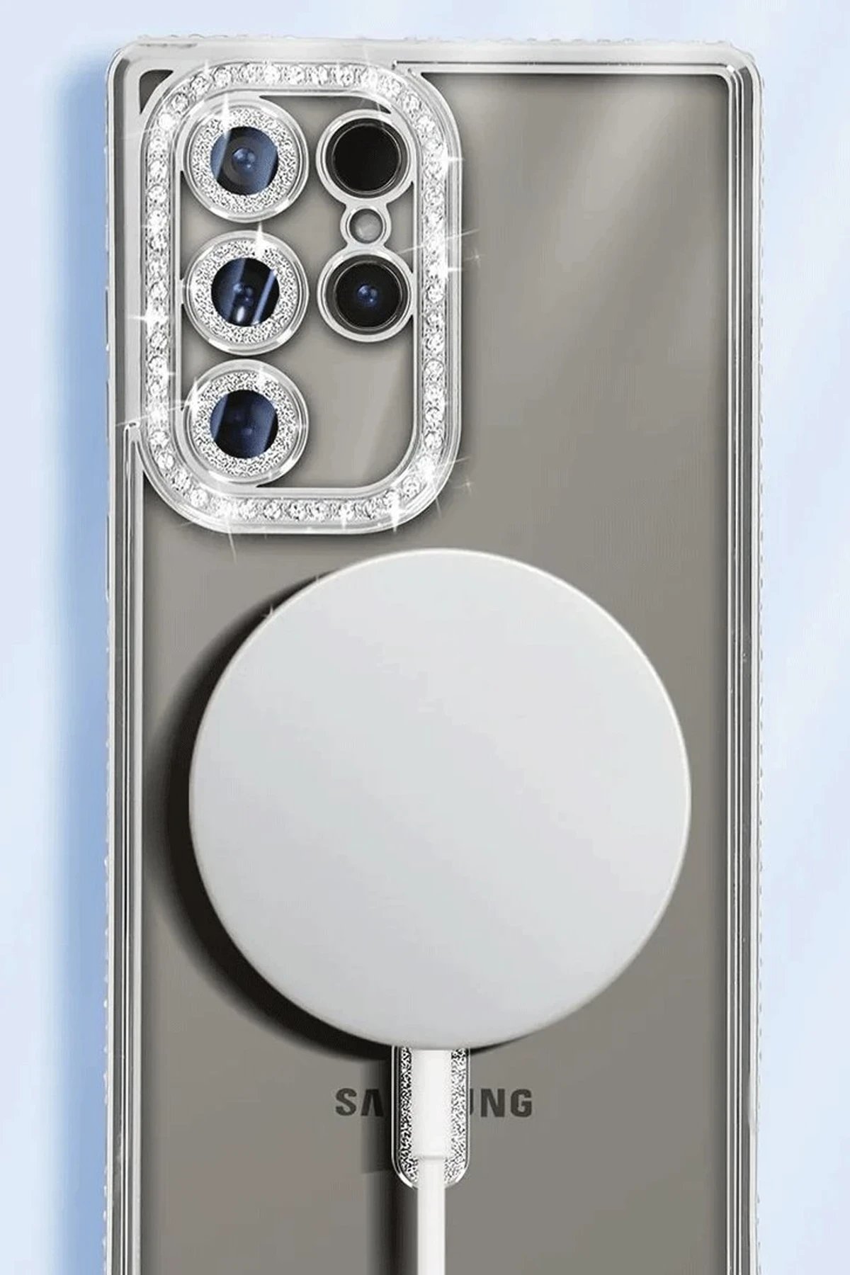 Samsung Galaxy S25 Ultra Kılıf Joke Simli Magneticsafe Kılıf - Pembe-(5796) - Görsel 2