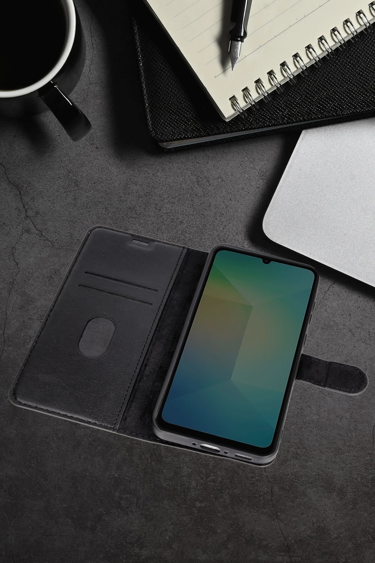 Samsung Galaxy A36 Kılıf Trend S Plus Kapaklı Kılıf - Siyah-(5796) - Görsel 2