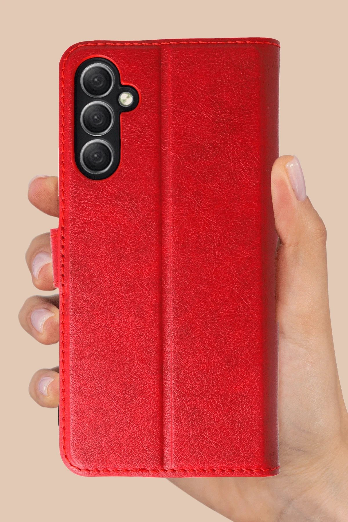 Samsung Galaxy A36 Kılıf Trend S Plus Kapaklı Kılıf - Kırmızı-(5796) - Görsel 4