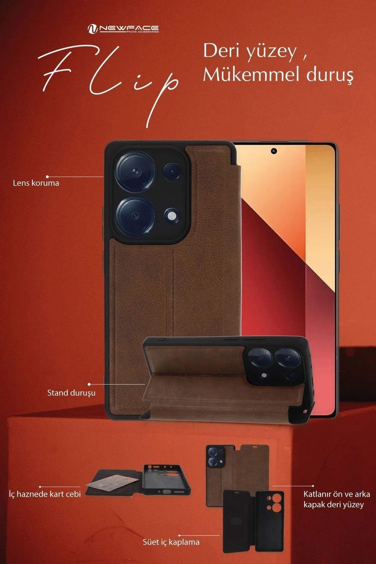 Samsung Galaxy A56 Kılıf Flip Cover - Siyah-(5796) - Görsel 2