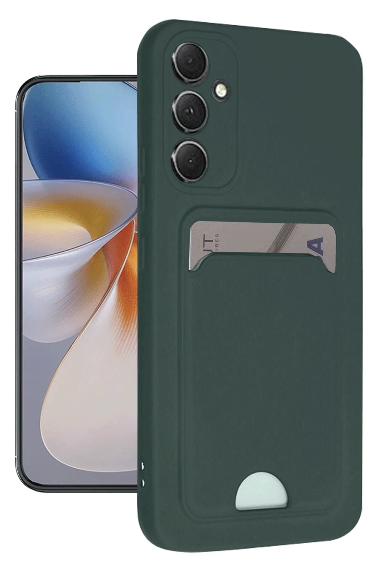 Samsung Galaxy A36 Kılıf Kelvin Kartvizitli Silikon - Koyu Yeşil-(5796) - Görsel 2