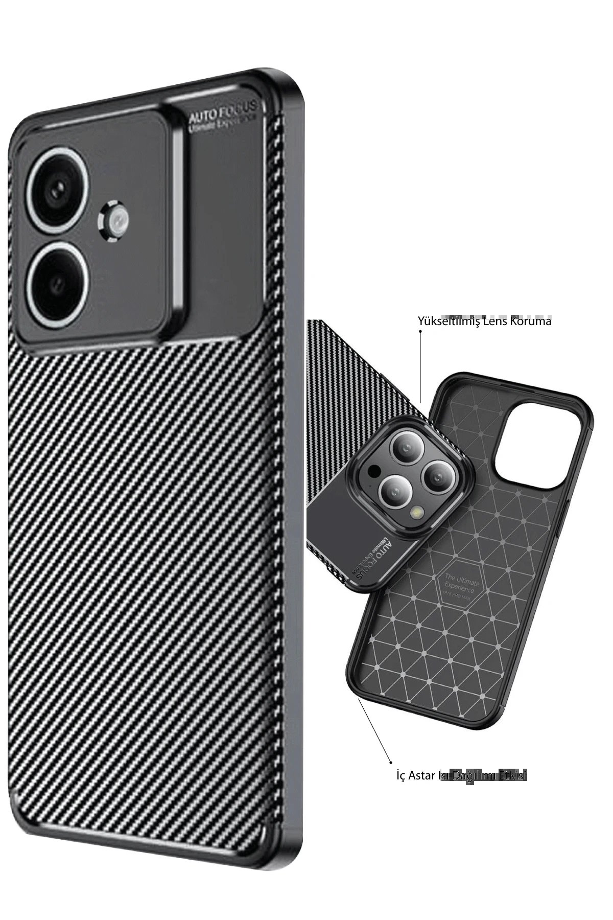 Oppo A3 Kılıf Auto Focus Karbon Kapak - Siyah-(5796) - Görsel 3