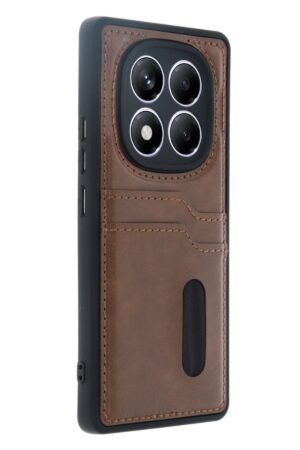 Xiaomi Redmi Note 14 Pro 5G Kılıf Sara Kartvizitli Deri Kılıf - Taba-(5796)