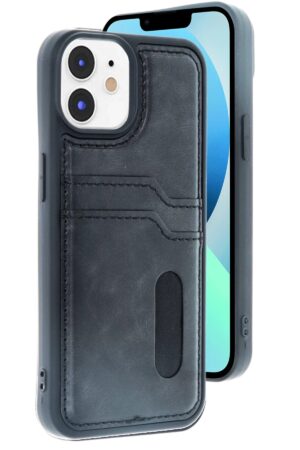 iPhone 11 Kılıf Sara Kartvizitli Deri Kılıf - Siyah-(5796)